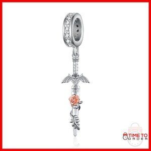 Sterling Silver Sword Charm for Bracelet 7x20mm Unisex Jewelry Gift